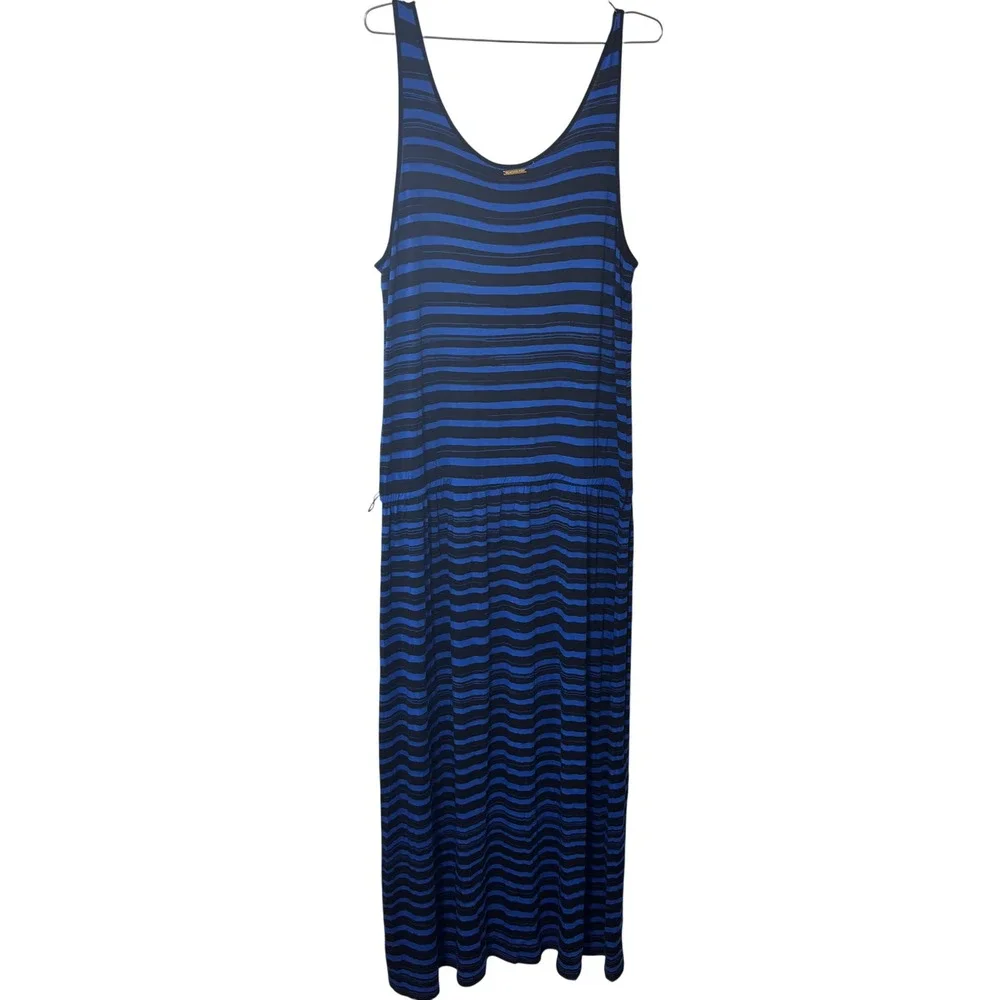 Michael Kors Womens Blue Black Striped Sleeveless Maxi Dress XL New‎